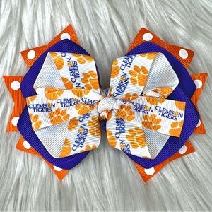 🎀 Clemson University Tigers Hair Bow Barrette Clip Headband 🎀